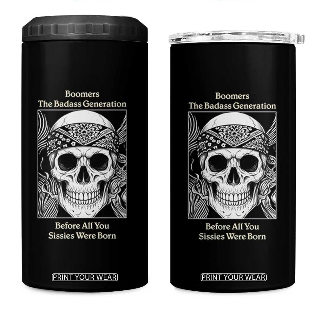 Baby Boomers Generation 4 in 1 Can Cooler Tumbler Retro Badass Quote Gift TS12 One Size: 16 oz Black Print Your Wear