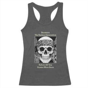 Baby Boomers Generation Racerback Tank Top Retro Badass Quote Gift TS12 Dark Heather Print Your Wear