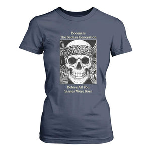 Baby Boomers Generation T Shirt For Women Retro Badass Quote Gift TS12 Navy Print Your Wear
