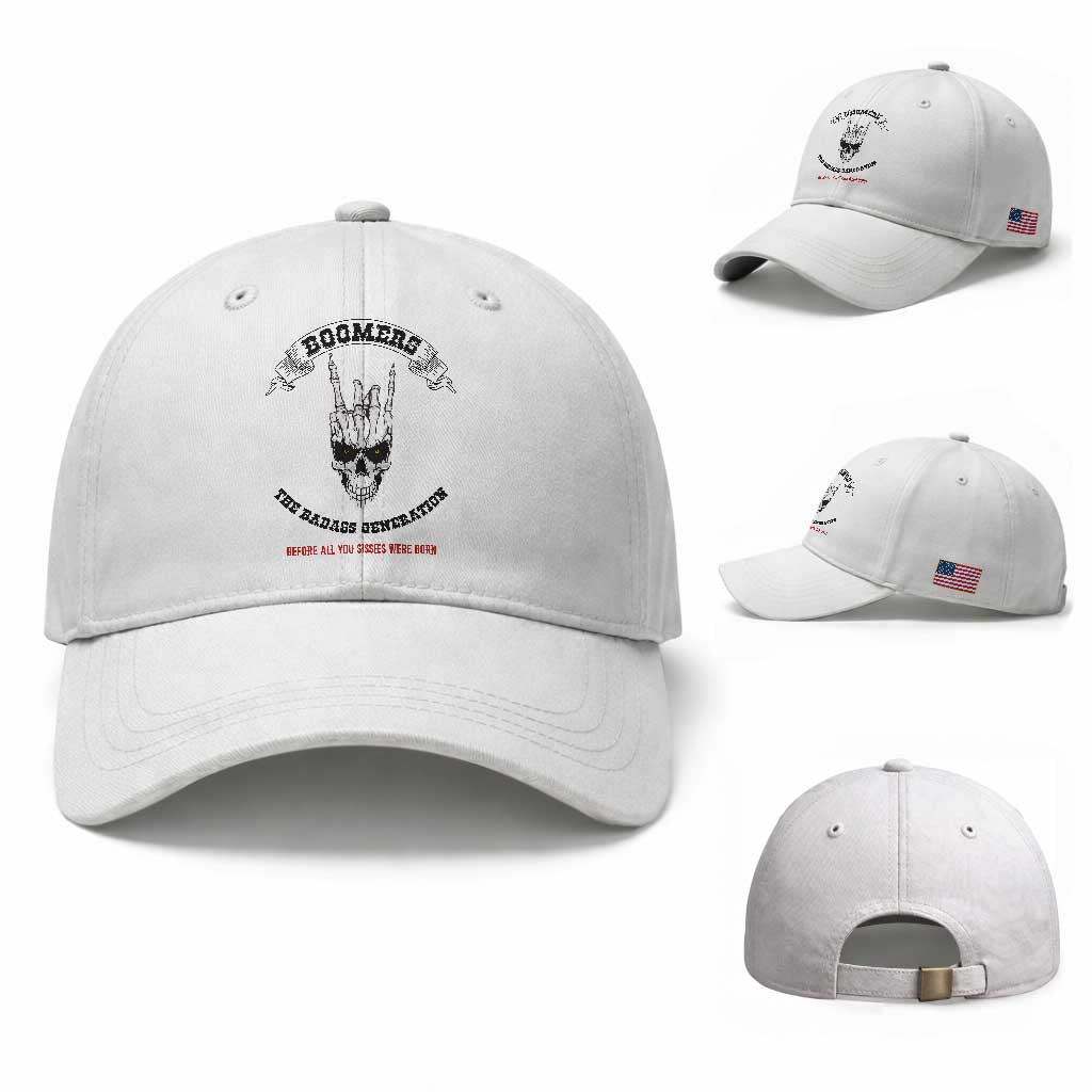 Baby Boomers The Badass Generation Funny Quote Gift Baseball Cap TS12 Baseball Cap Universal Fit White Print Your Wear
