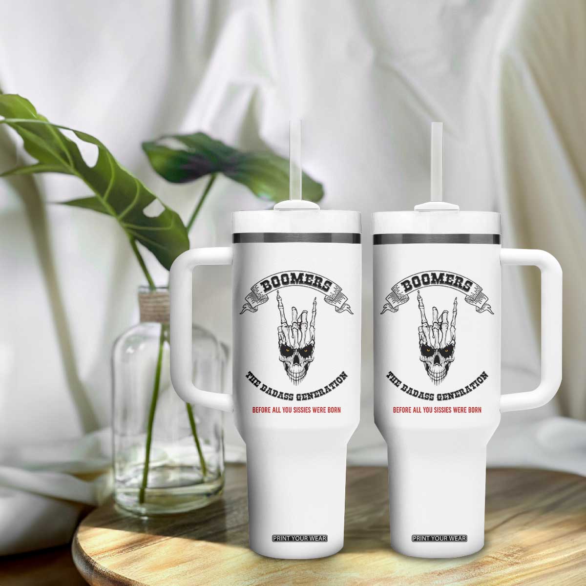 Baby Boomers The Badass Generation Funny Quote Gift Tumbler With Handle TS12 Print Your Wear