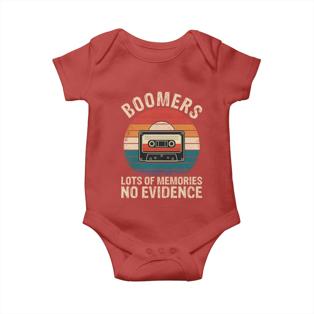 Funny Baby Boomers Lots Of Memories No Evidence Gift Baby Onesie TS12 Red Print Your Wear