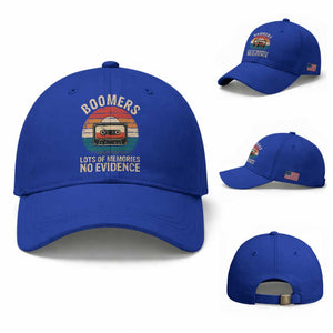 Funny Baby Boomers Lots Of Memories No Evidence Gift Baseball Cap TS12 Baseball Cap Universal Fit Royal Blue Print Your Wear