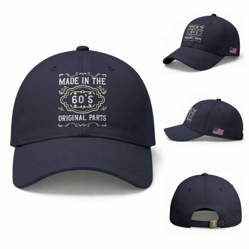 Made In The 60s Original Parts Baseball Cap Vintage Baby Boomer Gift TS12 Baseball Cap Universal Fit Navy Print Your Wear