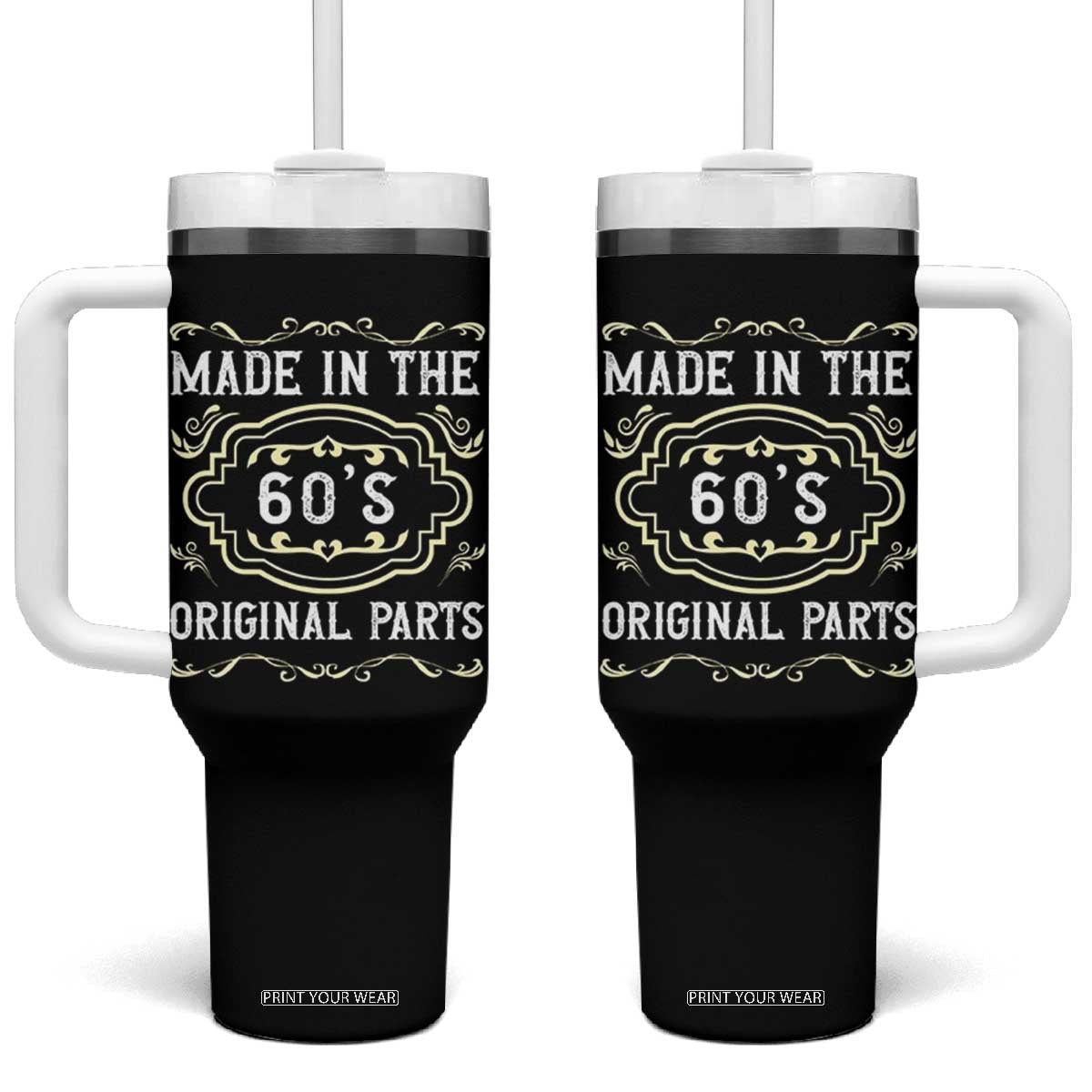 Made In The 60s Original Parts Tumbler With Handle Vintage Baby Boomer Gift TS12 One Size: 40 oz Black Print Your Wear
