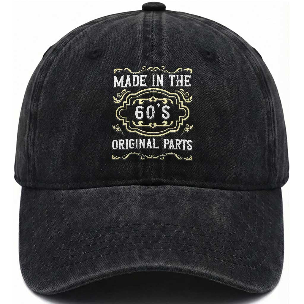 Made In The 60s Original Parts Washed Cotton Baseball Cap Vintage Baby Boomer Gift TS12 Print Your Wear