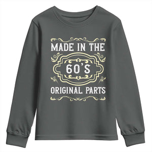 Made In The 60s Original Parts Youth Sweatshirt Vintage Baby Boomer Gift TS12 Dark Heather Print Your Wear