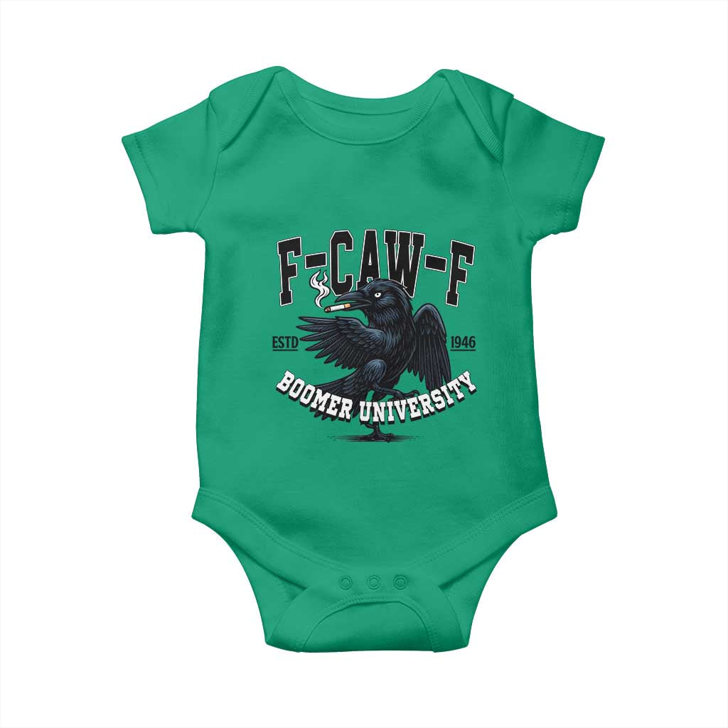 F Caw F Baby Onesie Baby Boomer University Funny Gift TS12 Irish Green Print Your Wear