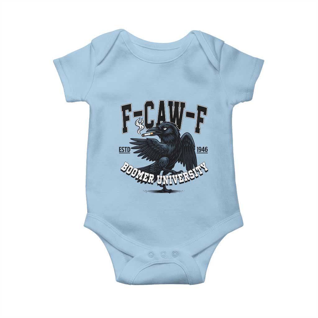 F Caw F Baby Onesie Baby Boomer University Funny Gift TS12 Light Blue Print Your Wear