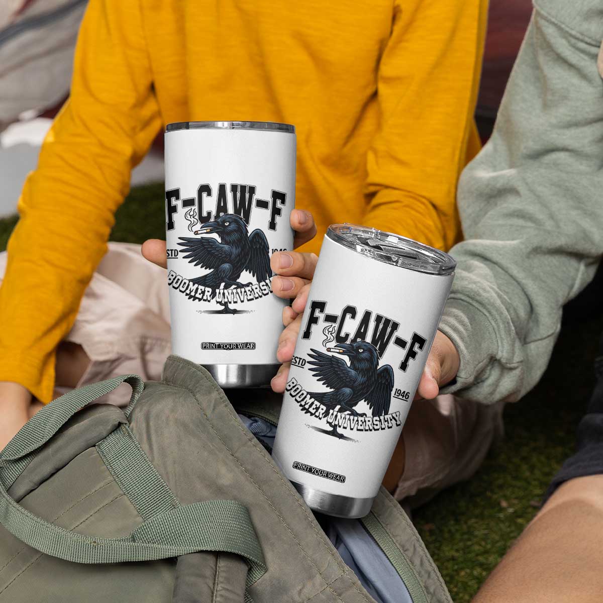 F Caw F Tumbler Cup Baby Boomer University Funny Gift TS12 Print Your Wear