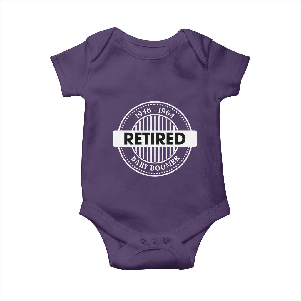 Funny Retired Baby Boomer Generation Gift Baby Onesie TS12 Purple Print Your Wear