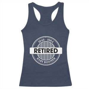 Funny Retired Baby Boomer Generation Gift Racerback Tank Top TS12 Navy Print Your Wear