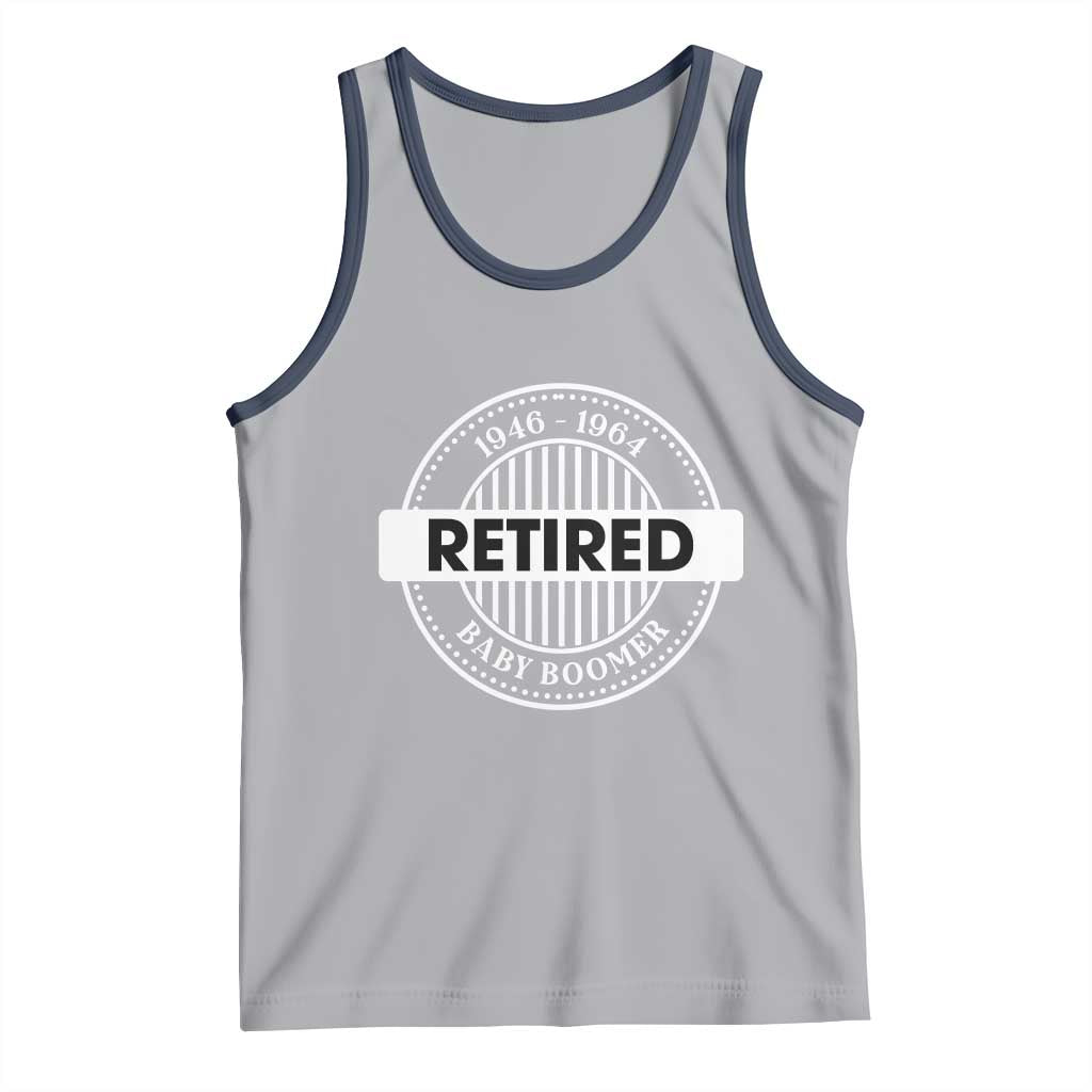 Funny Retired Baby Boomer Generation Gift Tank Top TS12 Athletic Heather Navy Print Your Wear