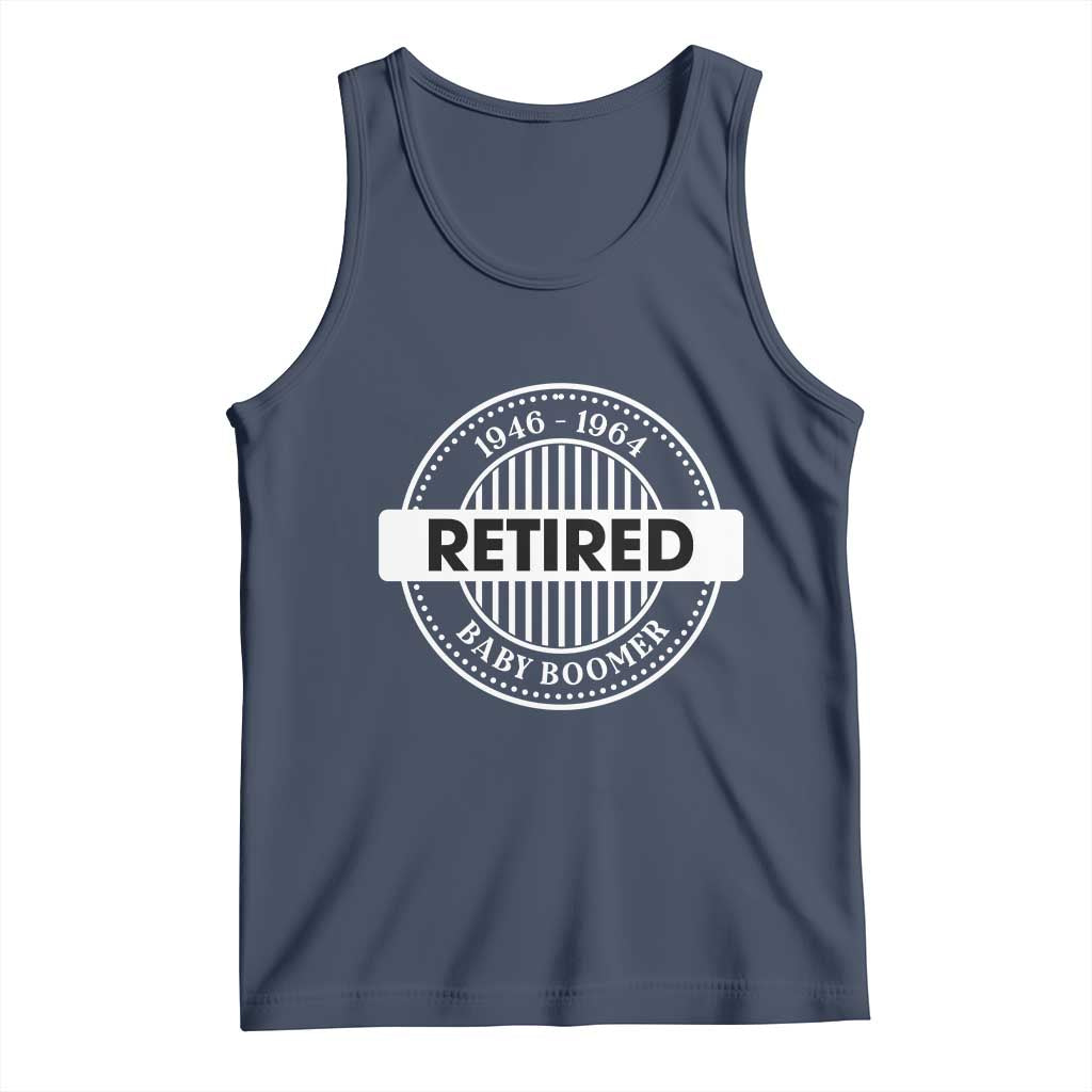 Funny Retired Baby Boomer Generation Gift Tank Top TS12 Navy Print Your Wear