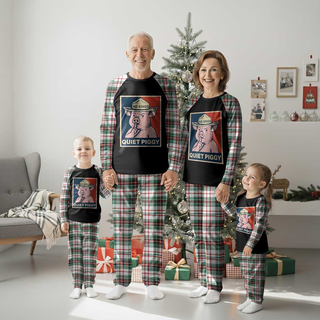 Funny No Kings Quiet Piggy Meme Plaid Pajama Set Political Humor Gift TS12 Christmas Plaid Print Your Wear