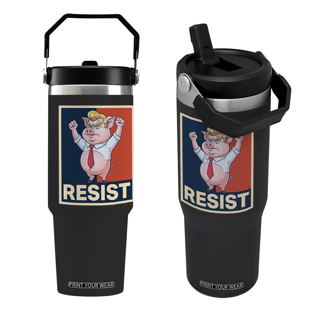 Funny Freedom Pig Resistance Movement Political Satire Meme Gift Flip Straw Tumbler TS12 One Size: 30 oz Black Print Your Wear
