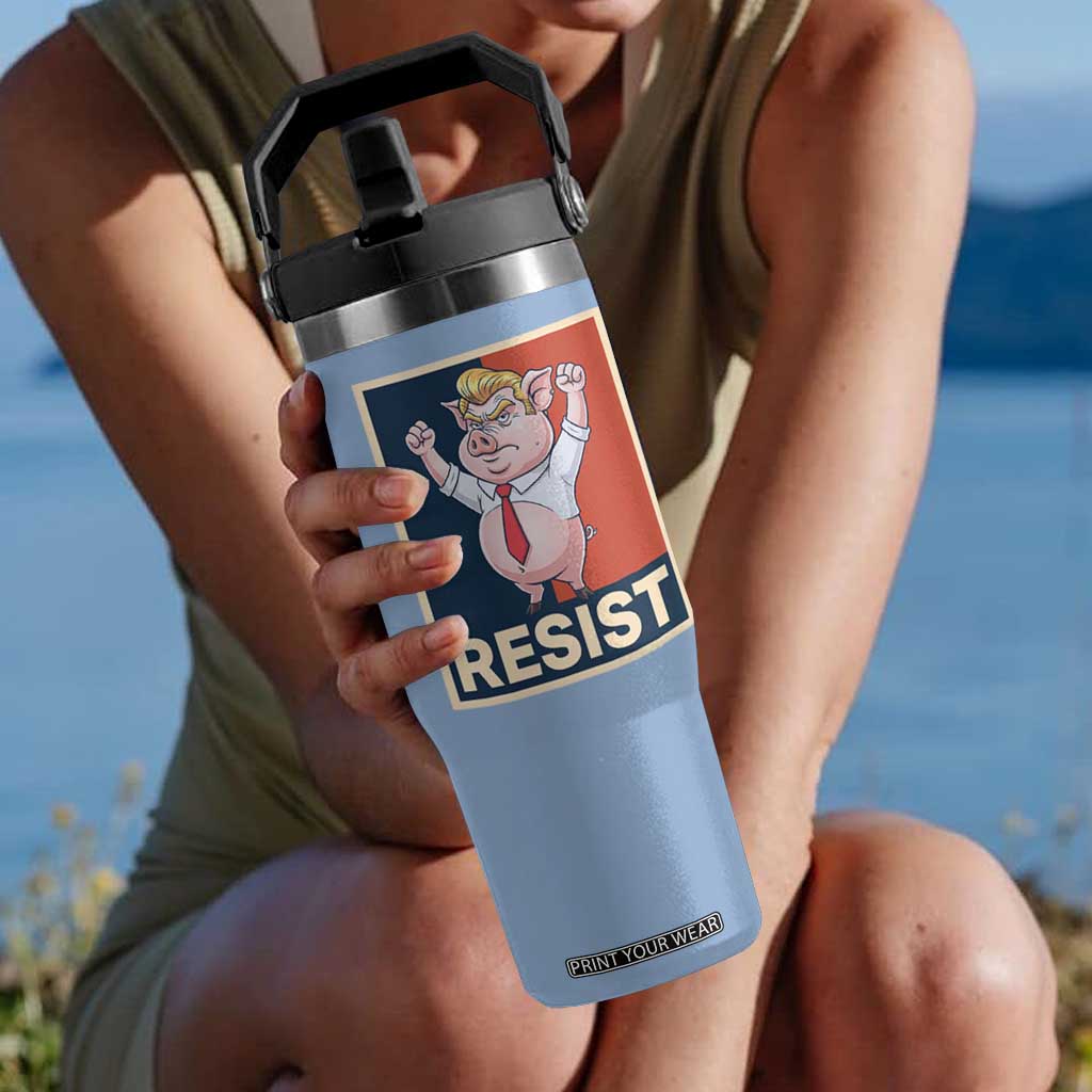 Funny Freedom Pig Resistance Movement Political Satire Meme Gift Flip Straw Tumbler TS12 One Size: 30 oz Light Blue Print Your Wear