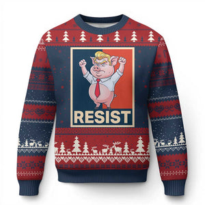 Funny Freedom Pig Resistance Movement Political Satire Meme Gift Ugly Christmas Sweater TS12 Navy Red Print Your Wear