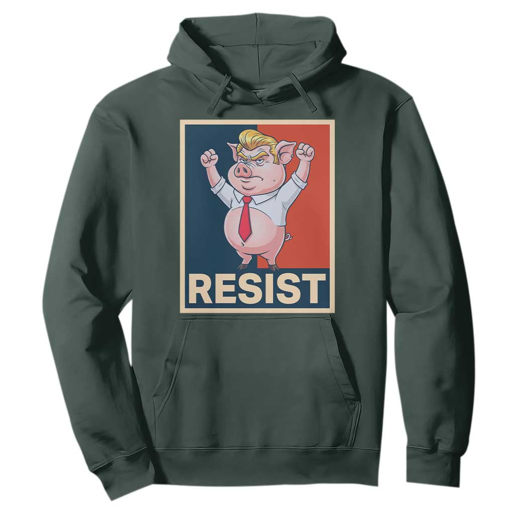 Funny Freedom Pig Resistance Movement Political Satire Meme Gift Hoodie TS12 Dark Forest Green Print Your Wear