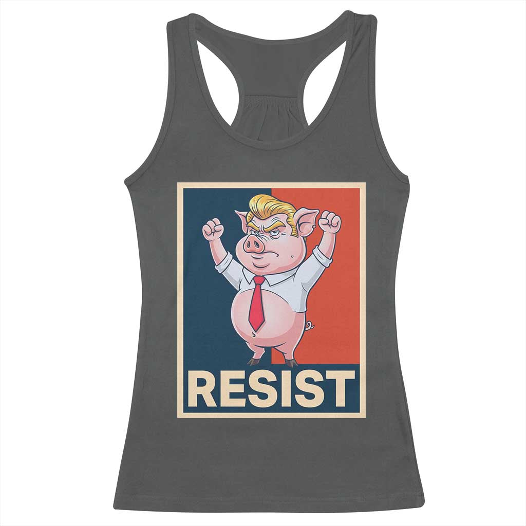 Funny Freedom Pig Resistance Movement Political Satire Meme Gift Racerback Tank Top TS12 Dark Heather Print Your Wear