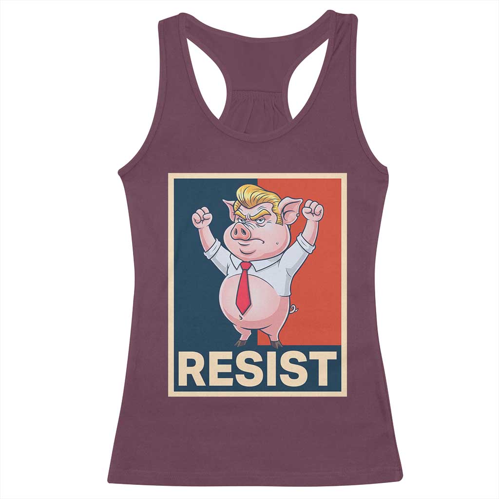 Funny Freedom Pig Resistance Movement Political Satire Meme Gift Racerback Tank Top TS12 Maroon Print Your Wear