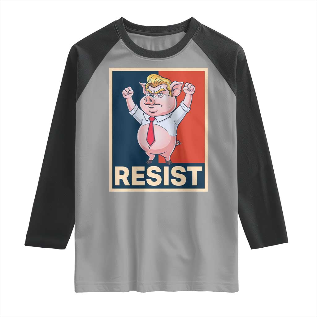 Funny Freedom Pig Resistance Movement Political Satire Meme Gift Raglan Shirt TS12 Sport Gray Black Print Your Wear