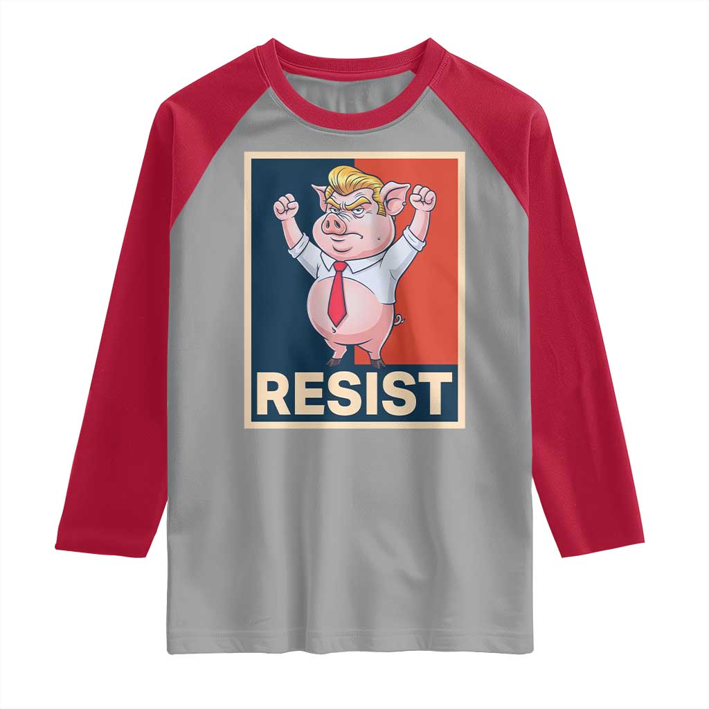 Funny Freedom Pig Resistance Movement Political Satire Meme Gift Raglan Shirt TS12 Sport Gray Red Print Your Wear