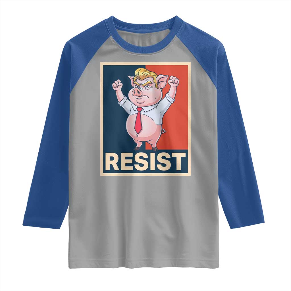 Funny Freedom Pig Resistance Movement Political Satire Meme Gift Raglan Shirt TS12 Sport Gray Royal Print Your Wear