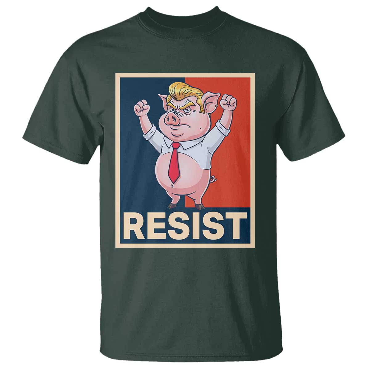 Funny Freedom Pig Resistance Movement Political Satire Meme Gift T Shirt TS12 Dark Forest Green Print Your Wear