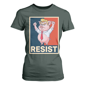 Funny Freedom Pig Resistance Movement Political Satire Meme Gift T Shirt For Women TS12 Dark Forest Green Print Your Wear