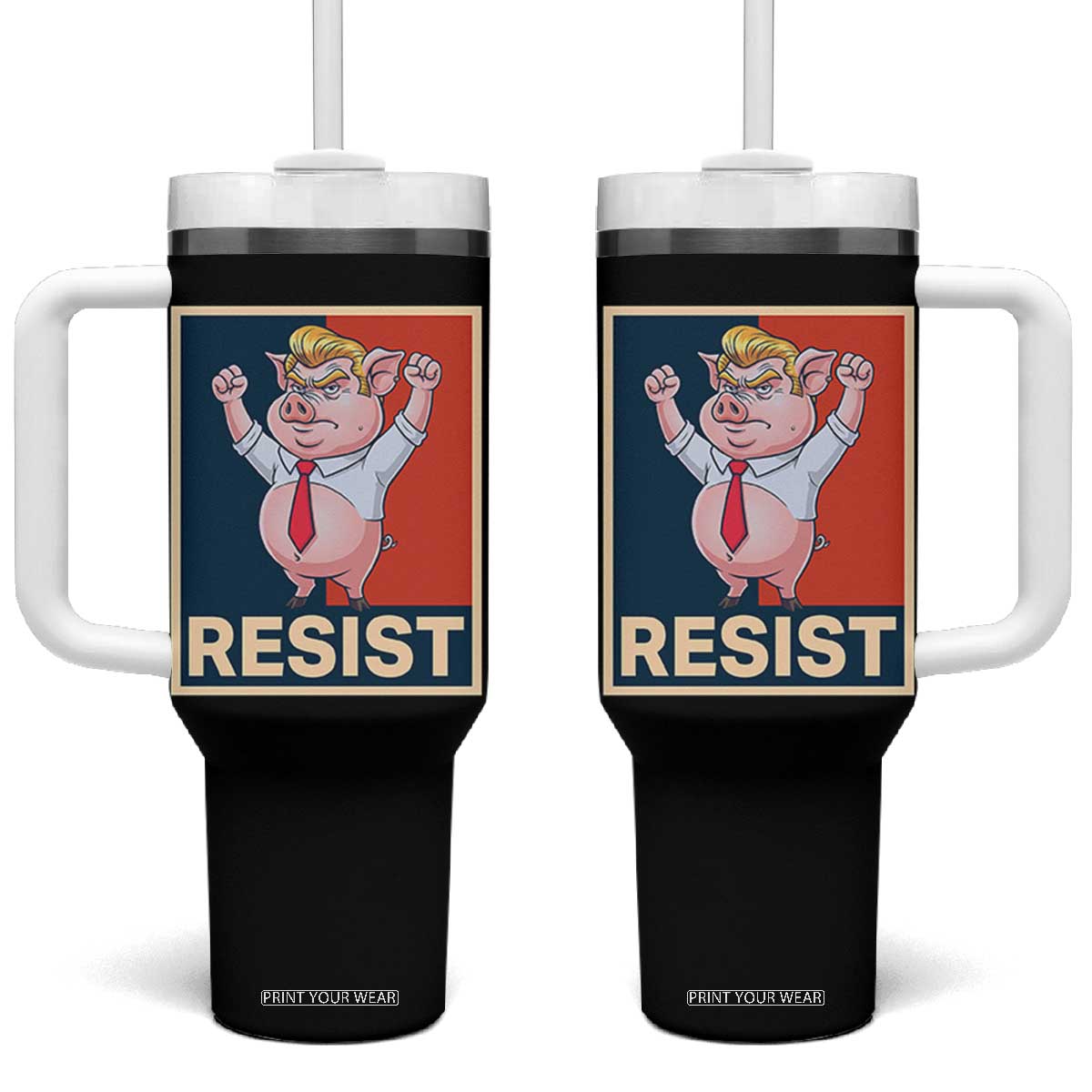 Funny Freedom Pig Resistance Movement Political Satire Meme Gift Tumbler With Handle TS12 One Size: 40 oz Black Print Your Wear