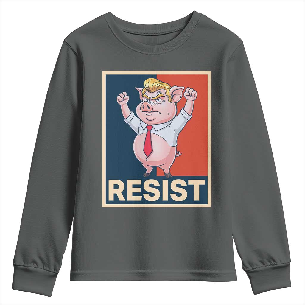 Funny Freedom Pig Resistance Movement Political Satire Meme Gift Youth Sweatshirt TS12 Dark Heather Print Your Wear