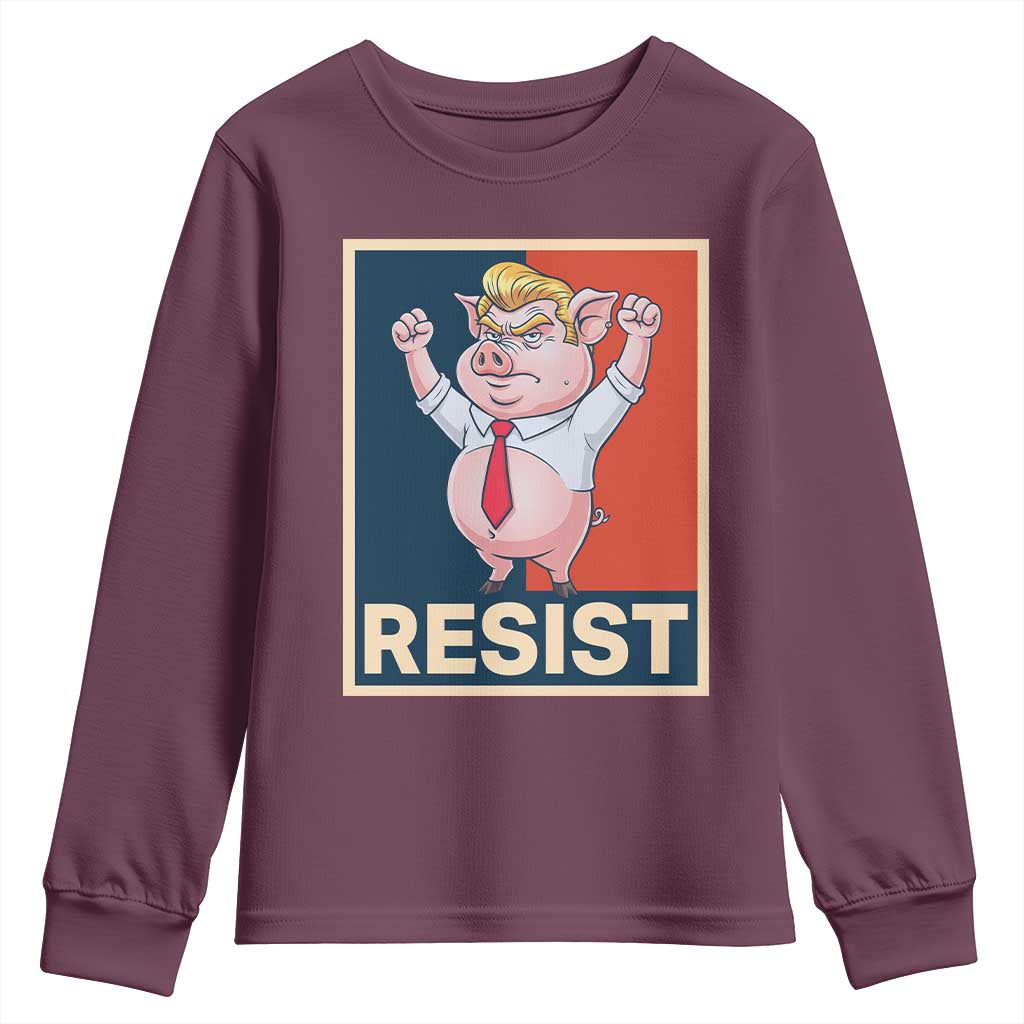 Funny Freedom Pig Resistance Movement Political Satire Meme Gift Youth Sweatshirt TS12 Maroon Print Your Wear
