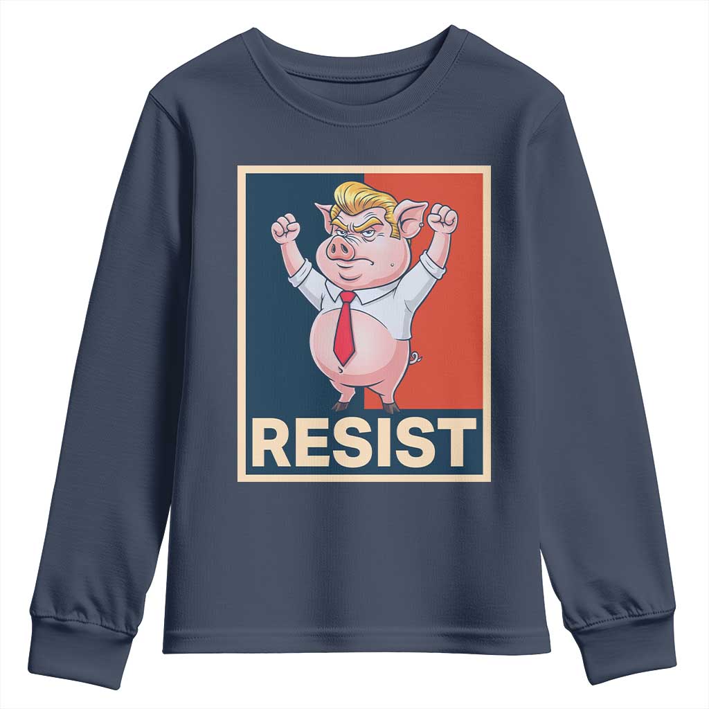 Funny Freedom Pig Resistance Movement Political Satire Meme Gift Youth Sweatshirt TS12 Navy Print Your Wear