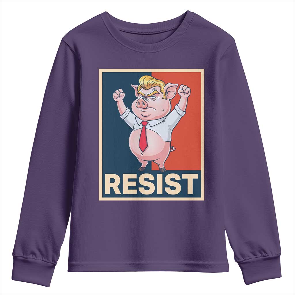 Funny Freedom Pig Resistance Movement Political Satire Meme Gift Youth Sweatshirt TS12 Purple Print Your Wear