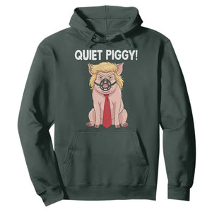 Quiet Quiet Piggy Hoodie Funny Sarcastic Political Anti Authoritarian TS12 Dark Forest Green Print Your Wear