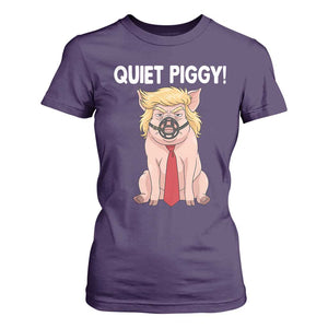 Quiet Quiet Piggy T Shirt For Women Funny Sarcastic Political Anti Authoritarian TS12 Purple Print Your Wear