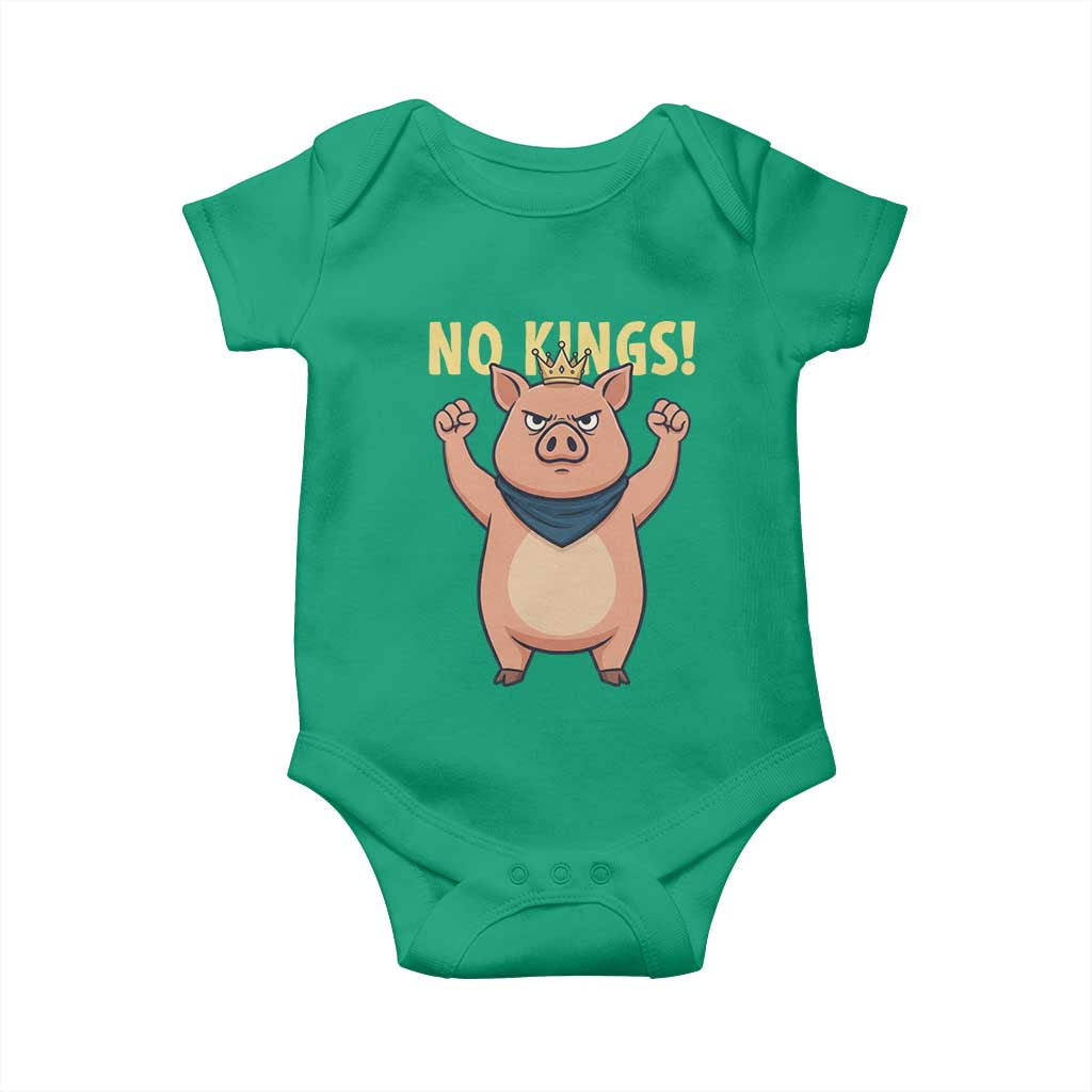 No Kings Pig Baby Onesie Resistance Movement Anti Authoritarian Gift TS12 Irish Green Print Your Wear