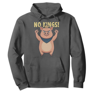 No Kings Pig Hoodie Resistance Movement Anti Authoritarian Gift TS12 Dark Heather Print Your Wear