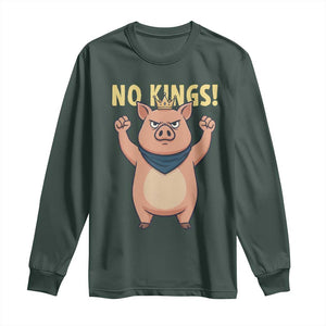 No Kings Pig Long Sleeve Shirt Resistance Movement Anti Authoritarian Gift TS12 Dark Forest Green Print Your Wear