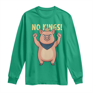 No Kings Pig Long Sleeve Shirt Resistance Movement Anti Authoritarian Gift TS12 Irish Green Print Your Wear