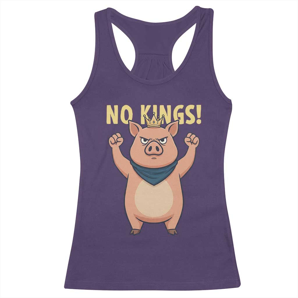 No Kings Pig Racerback Tank Top Resistance Movement Anti Authoritarian Gift TS12 Purple Print Your Wear