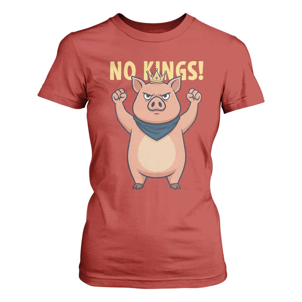 No Kings Pig T Shirt For Women Resistance Movement Anti Authoritarian Gift - Print Your Wear