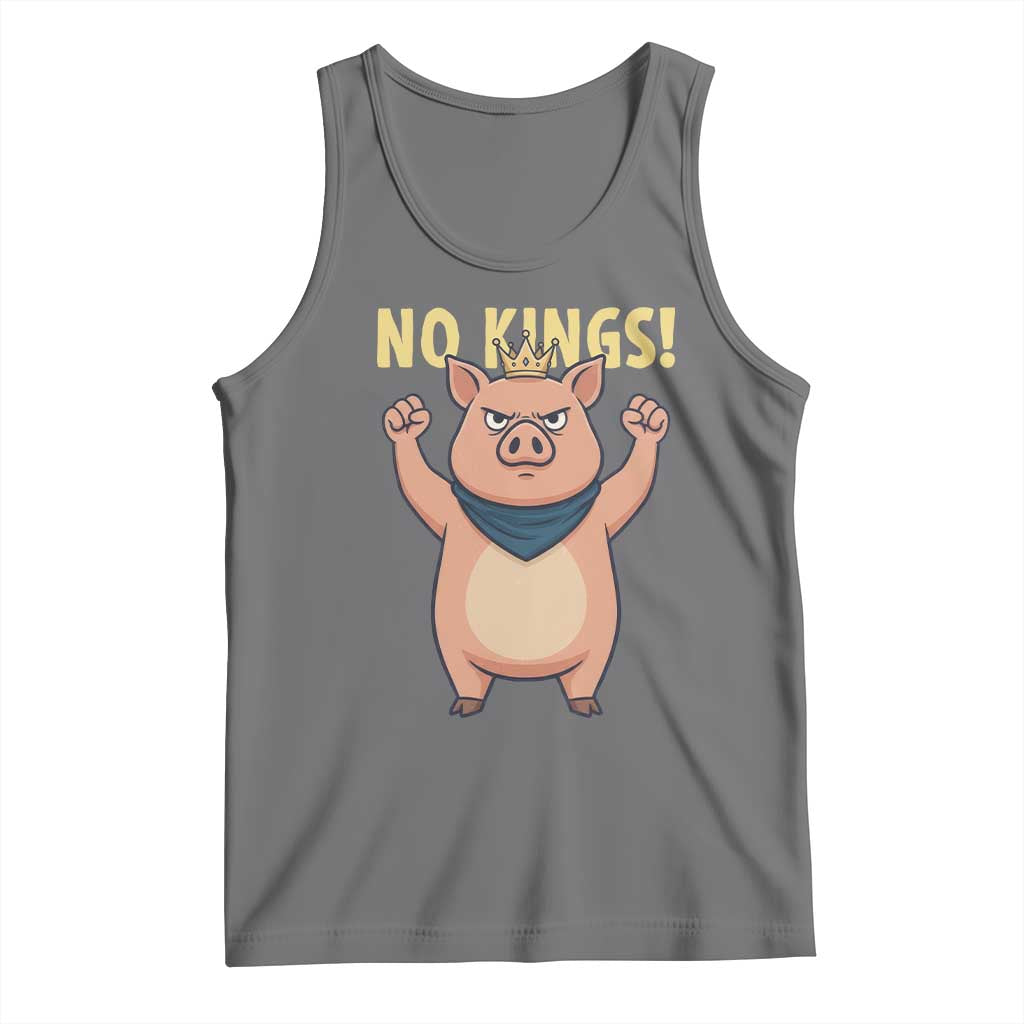 No Kings Pig Tank Top Resistance Movement Anti Authoritarian Gift TS12 Black Heather Print Your Wear