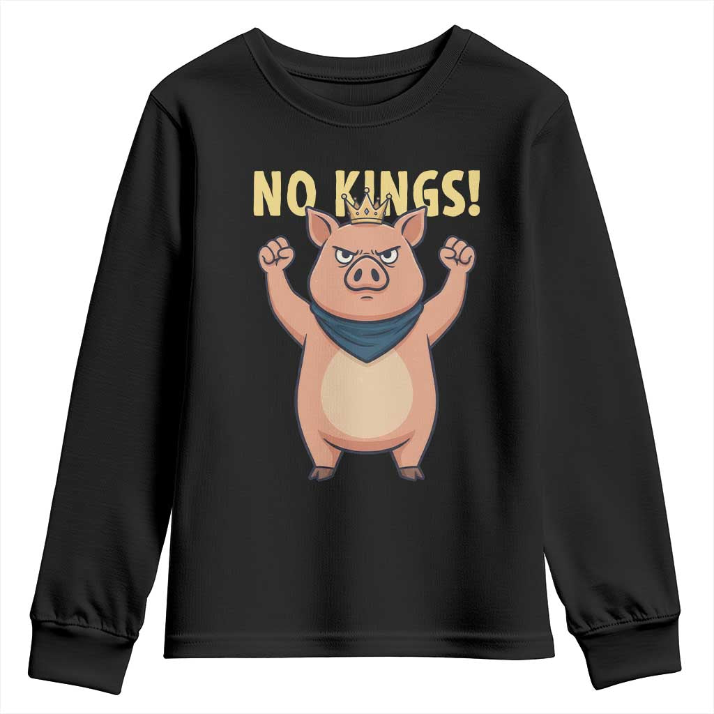 No Kings Pig Youth Sweatshirt Resistance Movement Anti Authoritarian Gift TS12 Black Print Your Wear