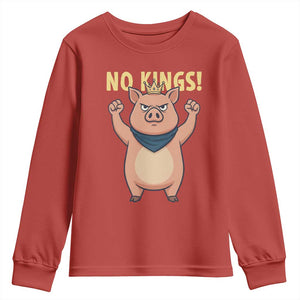 No Kings Pig Youth Sweatshirt Resistance Movement Anti Authoritarian Gift TS12 Red Print Your Wear
