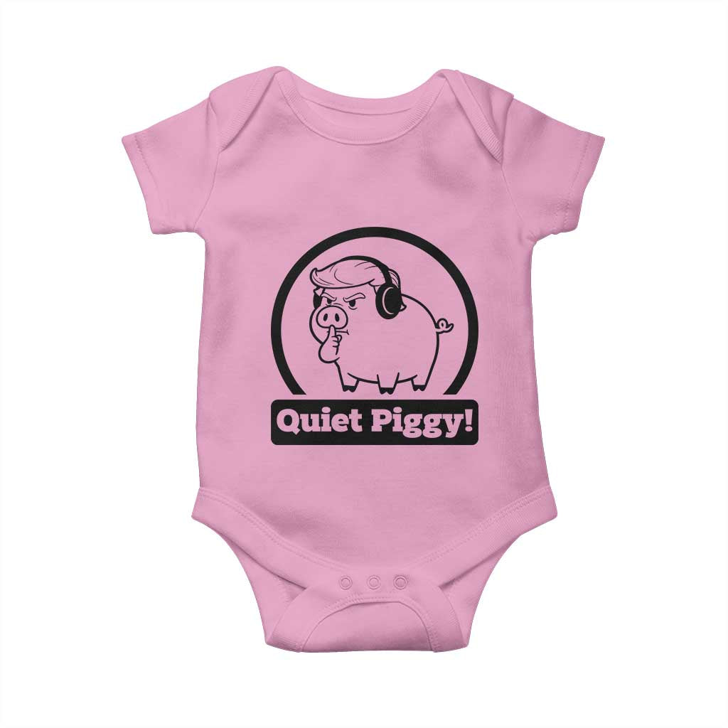 Funny Quiet Quiet Piggy Meme Baby Onesie Anti Fascist Political Parody Gift TS12 Light Pink Print Your Wear