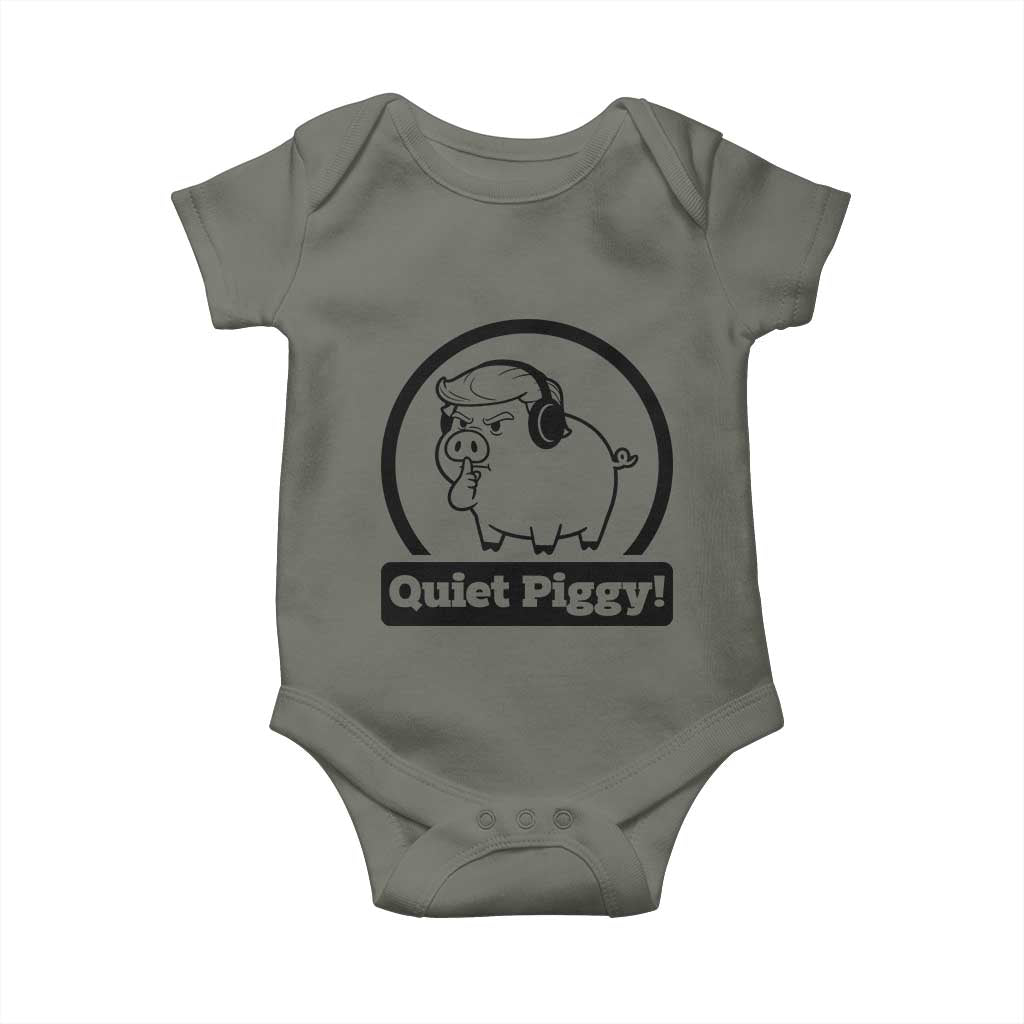 Funny Quiet Quiet Piggy Meme Baby Onesie Anti Fascist Political Parody Gift TS12 Military Green Print Your Wear