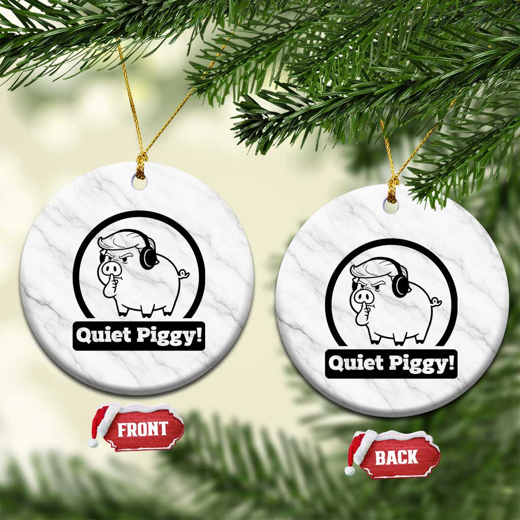 Funny Quiet Quiet Piggy Meme Ceramic Ornament Anti Fascist Political Parody Gift TS12 1pc White Marble Print Your Wear