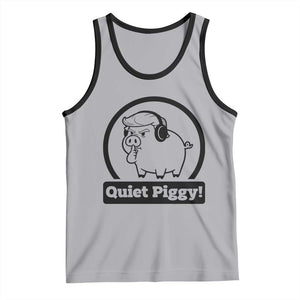 Funny Quiet Quiet Piggy Meme Tank Top Anti Fascist Political Parody Gift TS12 Athletic Heather Black Print Your Wear